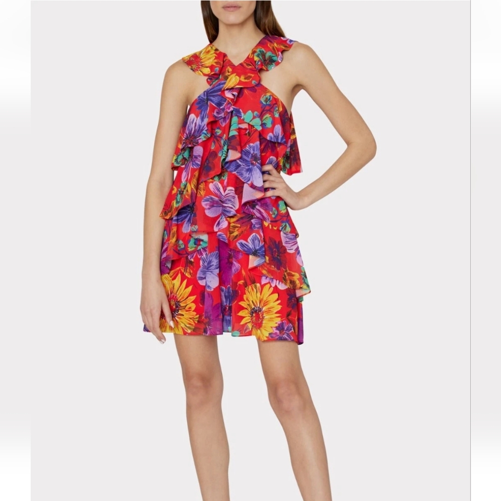 Milly Lexi Wildflower Tiered Ruffle Halter DressSize 6